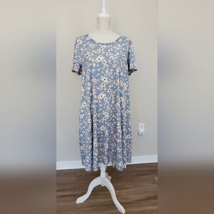 LuLaRoe Light Blue Floral Midi Dress